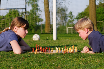 kids playing board game